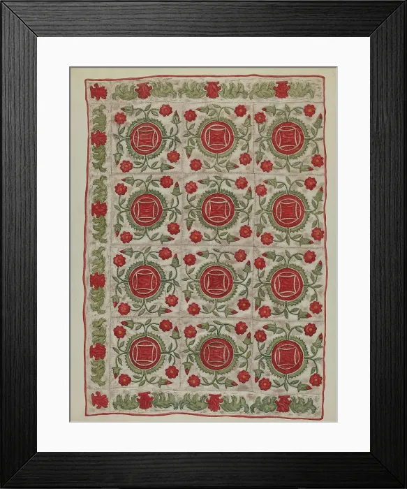 Framed Print : Applique Quilt, 1935 / 1942. Creator: Mildred E Bent Framed Print : Applique Quilt, 1935 / 1942. Creator: Mildred E Bent