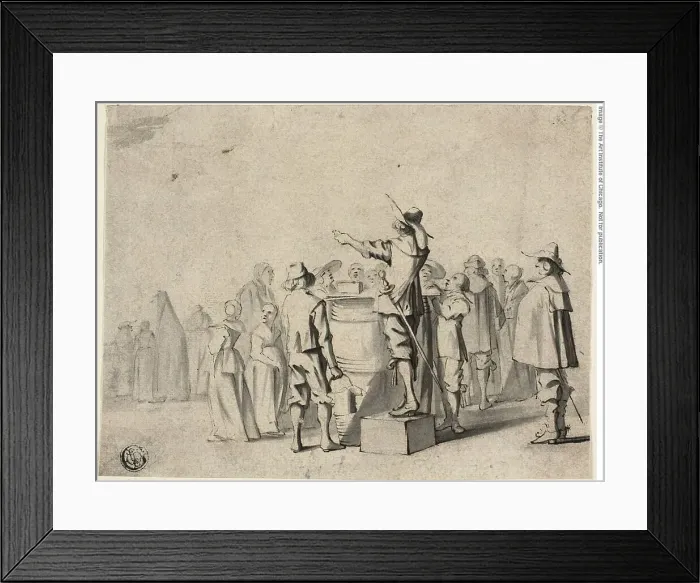 Framed Print : The Charlatan (recto), and Two Standing Figures (verso), n.d. Creators: Gerard Terborch II, Unknown Framed Print : The Charlatan (recto), and Two Standing Figures (verso), n.d. Creators: Gerard Terborch II, Unknown