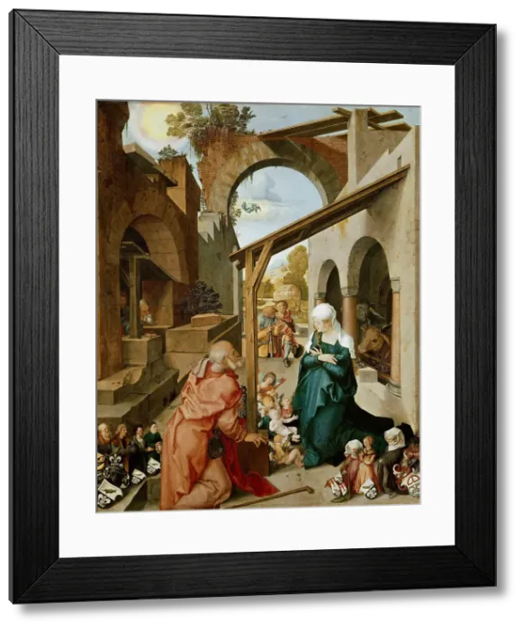 Framed Print : Paumgartner altarpiece, central panel: The Nativity of Christ, after 1503. Creator: Dürer, Albrecht (1471-1528) Framed Print : Paumgartner altarpiece, central panel: The Nativity of Christ, after 1503. Creator: Dürer, Albrecht (1471-1528)