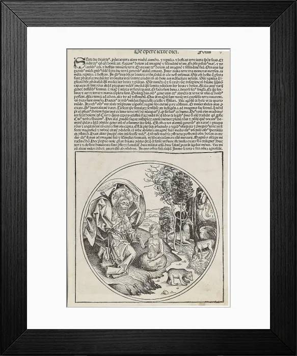 Framed Print : De opere serte diei (from the Schedel's Chronicle of the World), ca 1493. Creator: Wolgemut, Michael (1434-1519) Framed Print : De opere serte diei (from the Schedel's Chronicle of the World), ca 1493. Creator: Wolgemut, Michael (1434-1519)