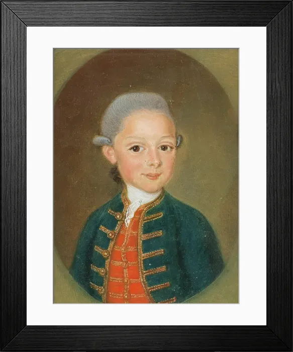 Framed Print : Wolfgang Amadeus Mozart (?), 1773. Creator: Baumgartner (Capuchin priest Norbert), Johann Baptist (1710-1773) Framed Print : Wolfgang Amadeus Mozart (?), 1773. Creator: Baumgartner (Capuchin priest Norbert), Johann Baptist (1710-1773)