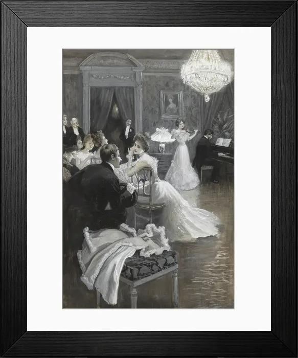 Framed Print : Elegant company at a salon concert. Creator: Gause, Wilhelm (1853-1916) Framed Print : Elegant company at a salon concert. Creator: Gause, Wilhelm (1853-1916)