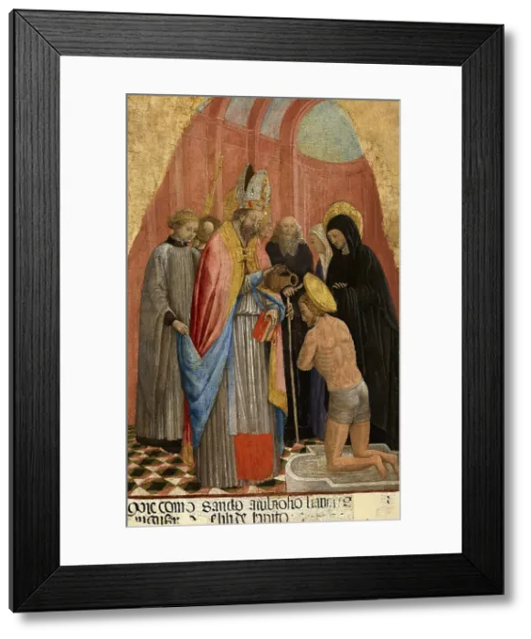 Framed Print : The Baptism of Saint Augustine by Saint Ambrose, 1435-1440. Creator: Vivarini, Antonio (ca 1440-1480) Framed Print : The Baptism of Saint Augustine by Saint Ambrose, 1435-1440. Creator: Vivarini, Antonio (ca 1440-1480)