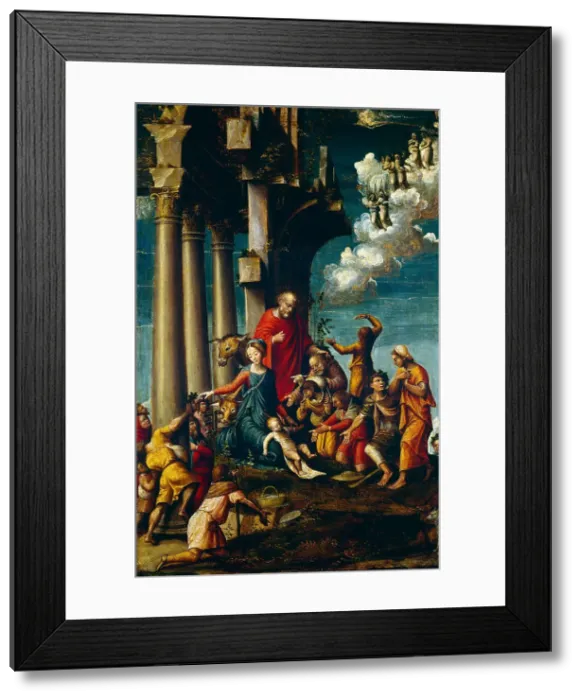 Framed Print : The Adoration of the Shepherds, 1530-1535. Creator: Ferrari, Defendente (1490-1540)