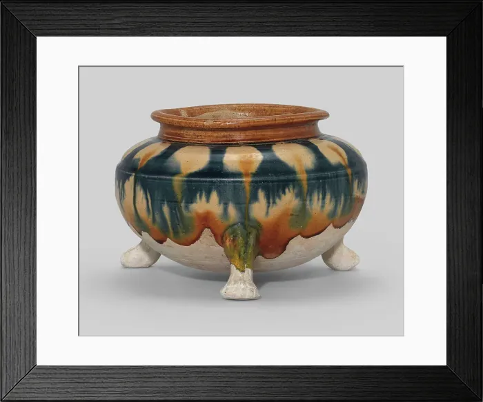 Framed Print : Sancai (three-color glazed) tripod censer. Creator: The Oriental Applied Arts Framed Print : Sancai (three-color glazed) tripod censer. Creator: The Oriental Applied Arts