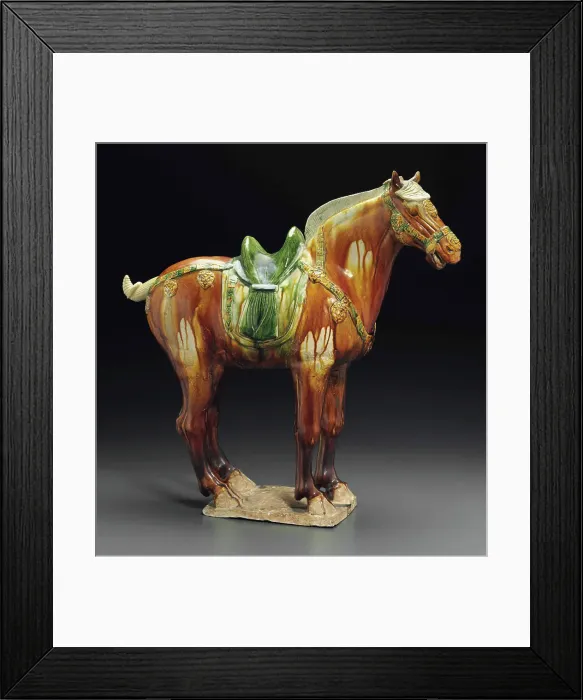 Framed Print : Sancai (three-color glazed) figure of a horse. Creator: The Oriental Applied Arts Framed Print : Sancai (three-color glazed) figure of a horse. Creator: The Oriental Applied Arts