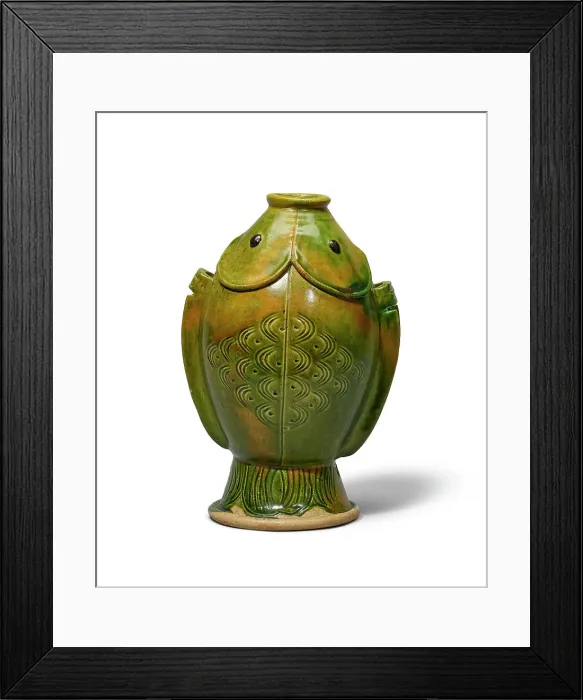 Framed Print : Sancai (three-color glazed) Twin Fish Form Vase, Between 960 and 1127. Creator: The Oriental Applied Arts Framed Print : Sancai (three-color glazed) Twin Fish Form Vase, Between 960 and 1127. Creator: The Oriental Applied Arts