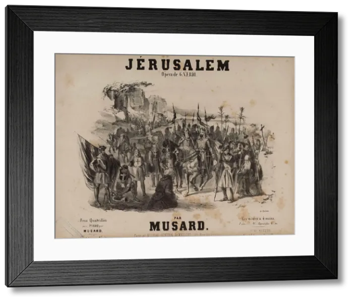 Framed Print : Cover of the score of the opera Jérusalem by Giuseppe Verdi, 1847. Creator: Bour, Charles (1814-1881) Framed Print : Cover of the score of the opera Jérusalem by Giuseppe Verdi, 1847. Creator: Bour, Charles (1814-1881)