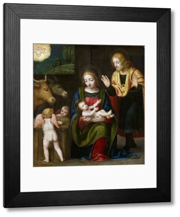 Framed Print : The Adoration of the Christ Child, 1524. Creator: Luini, Bernardino (ca. 1480-1532) Framed Print : The Adoration of the Christ Child, 1524. Creator: Luini, Bernardino (ca. 1480-1532)