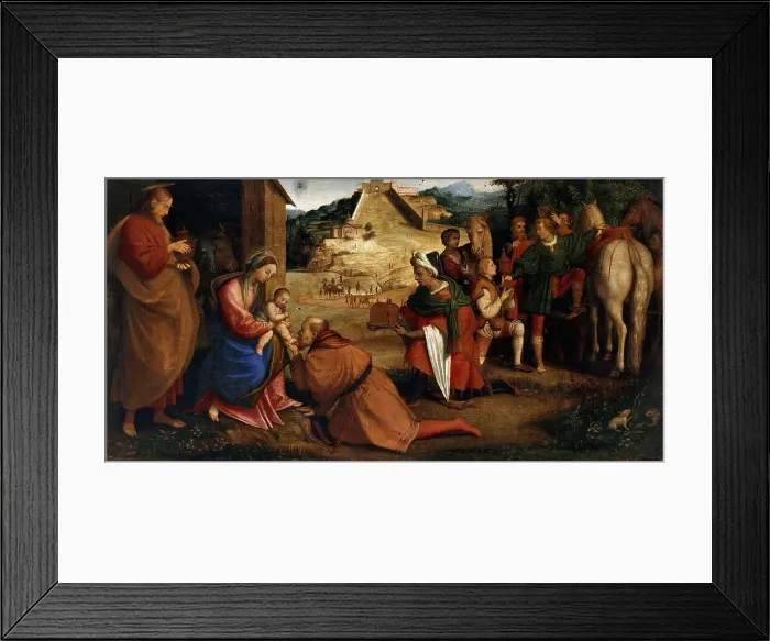 Framed Print : The Adoration of the Magi (Altar of the San Bernardino in Verona), 1527. Creator: Caroto, Giovan Francesco (c. 1480-1555) Framed Print : The Adoration of the Magi (Altar of the San Bernardino in Verona), 1527. Creator: Caroto, Giovan Francesco (c. 1480-1555)
