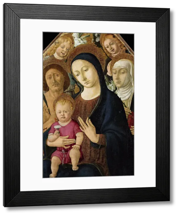 Framed Print : Madonna and Child with Saints Sebastian, Catherine of Siena and two angels, c. 1480. Creator: Matteo di Giovanni (ca. 1430-1495) Framed Print : Madonna and Child with Saints Sebastian, Catherine of Siena and two angels, c. 1480. Creator: Matteo di Giovanni (ca. 1430-1495)