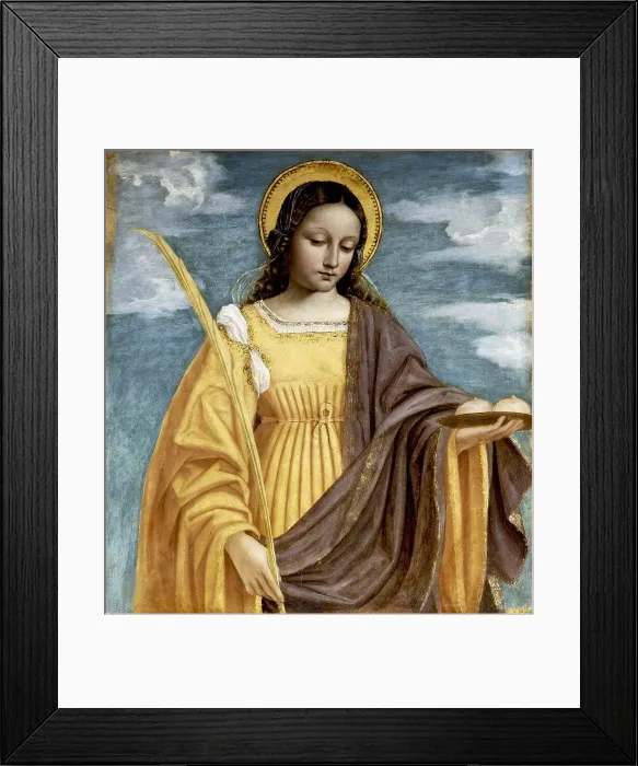 Framed Print : Saint Agatha (From the San Bartolomeo Polyptych), 1515-1520. Creator: Bergognone, Ambrogio (1453-1523) Framed Print : Saint Agatha (From the San Bartolomeo Polyptych), 1515-1520. Creator: Bergognone, Ambrogio (1453-1523)