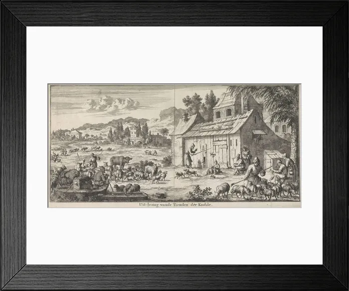 Framed Print : Shepherds give up a tenth of their flock, 1683. Creator: Luyken, Jan (Johannes) (1649-1712) Framed Print : Shepherds give up a tenth of their flock, 1683. Creator: Luyken, Jan (Johannes) (1649-1712)