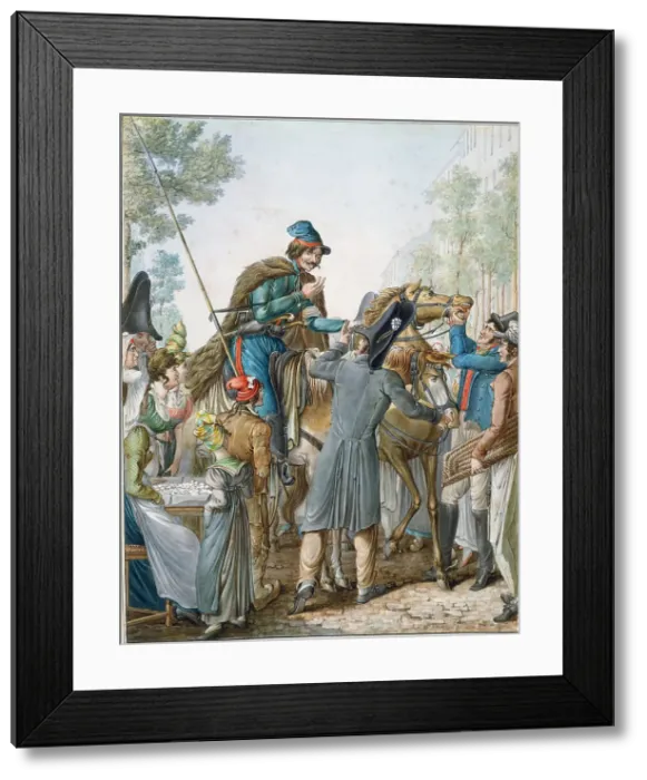 Framed Print : Occupation russe à Paris (Russian Cossacks in Paris, 1814), 1814-1817. Creator: Opiz, Georg Emanuel (1775-1841) Framed Print : Occupation russe à Paris (Russian Cossacks in Paris, 1814), 1814-1817. Creator: Opiz, Georg Emanuel (1775-1841)
