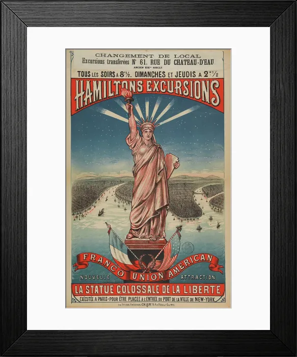 Framed Print : Hamiltons Excursions: La statue colossale de la Liberté, 1880s. Creator: Anonymous Framed Print : Hamiltons Excursions: La statue colossale de la Liberté, 1880s. Creator: Anonymous