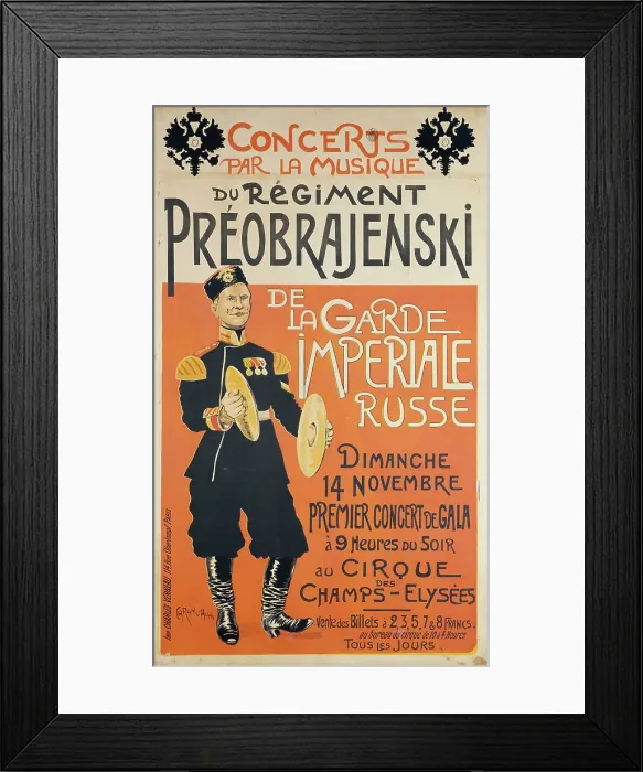Framed Print : Concerts par la Musique du Régiment Préobrajenski de la Garde Impériale Russe, c. 1895. Creator: Caran d'Ache (Emmanuel Poiré) (1858-1909) Framed Print : Concerts par la Musique du Régiment Préobrajenski de la Garde Impériale Russe, c. 1895. Creator: Caran d'Ache (Emmanuel Poiré) (1858-1909)