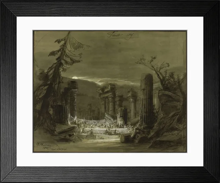 Framed Print : Stage design for the opera Faust by Ch. Gounod, 1865. Creator: Chaperon, Philippe (1823-1906) Framed Print : Stage design for the opera Faust by Ch. Gounod, 1865. Creator: Chaperon, Philippe (1823-1906)