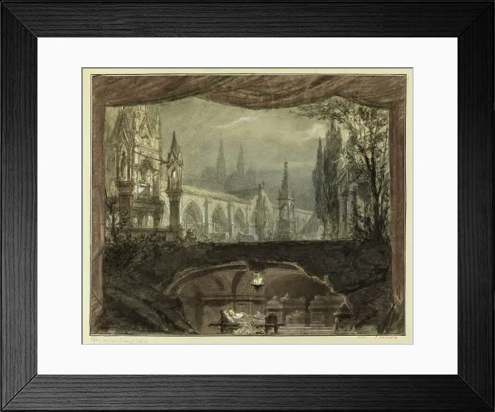 Framed Print : Stage design for the opera Roméo et Juliette by Ch. Gounod, ca 1866. Creator: Chaperon, Philippe (1823-1906) Framed Print : Stage design for the opera Roméo et Juliette by Ch. Gounod, ca 1866. Creator: Chaperon, Philippe (1823-1906)