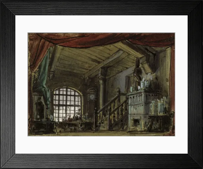 Framed Print : Stage design for the opera La Princesse jaune by Camille Saint-Saëns, 1872. Creator: Chaperon, Philippe (1823-1906) Framed Print : Stage design for the opera La Princesse jaune by Camille Saint-Saëns, 1872. Creator: Chaperon, Philippe (1823-1906)
