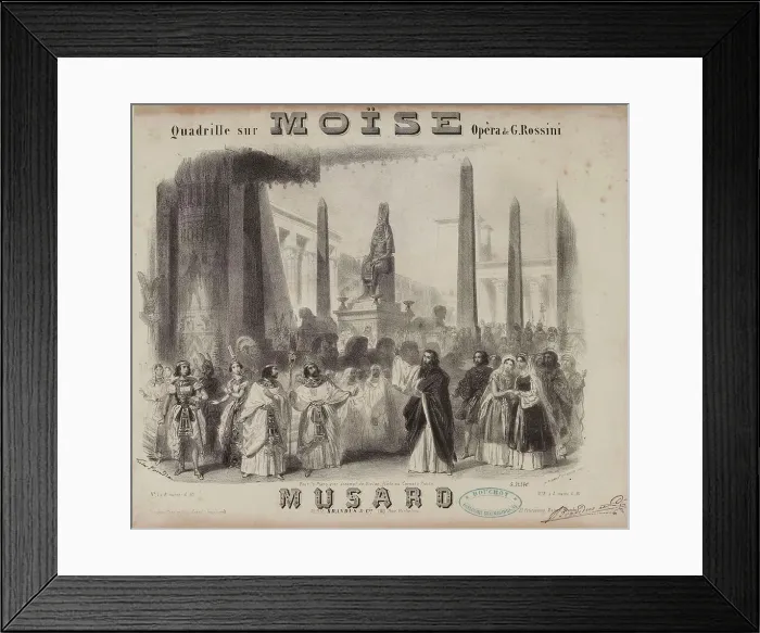 Framed Print : Cover of the score of the opera Moïse et Pharaon by Gioacchino Rossini. Creator: Coindre, Victor (1816-1896) Framed Print : Cover of the score of the opera Moïse et Pharaon by Gioacchino Rossini. Creator: Coindre, Victor (1816-1896)