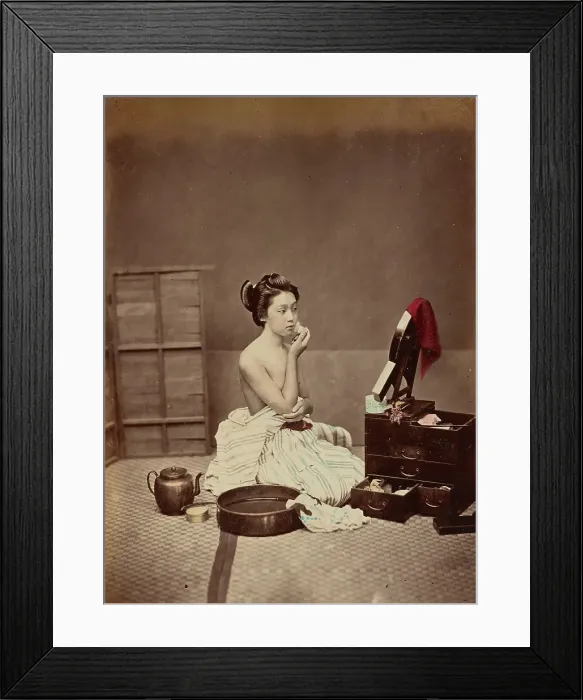 Framed Print : Japanese Toilet, c. 1890. Creator: Kimbei, Kusakabe (1841-1932) Framed Print : Japanese Toilet, c. 1890. Creator: Kimbei, Kusakabe (1841-1932)