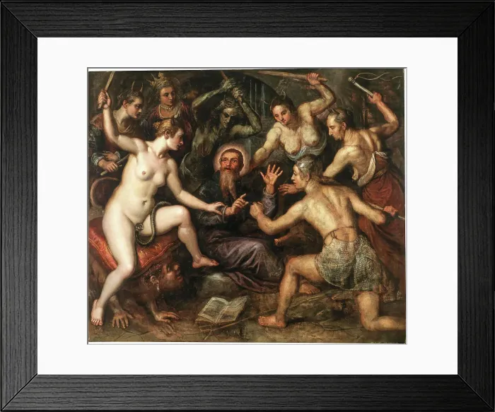 Framed Print : The Temptation of Saint Anthony, Early 17th cen. Creator: Tintoretto, Domenico (1560-1635) Framed Print : The Temptation of Saint Anthony, Early 17th cen. Creator: Tintoretto, Domenico (1560-1635)