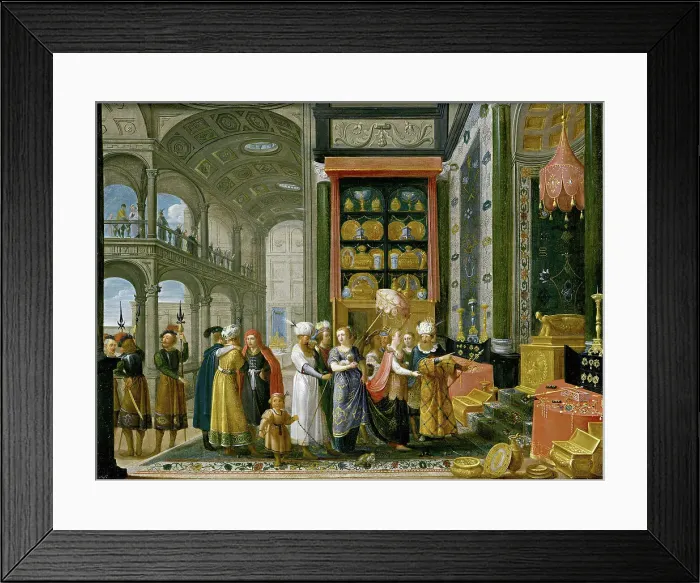 Framed Print : King Solomon and Queen of Sheba, Mid of 17th cen. Creator: Stalbemt, Adriaen, van (1580-1662) Framed Print : King Solomon and Queen of Sheba, Mid of 17th cen. Creator: Stalbemt, Adriaen, van (1580-1662)