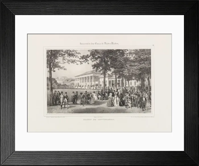 Framed Print : Maison de Conversation (Conversation House), Baden-Baden, c. 1840. Creator: Jacottet, Jean (1806-1880) Framed Print : Maison de Conversation (Conversation House), Baden-Baden, c. 1840. Creator: Jacottet, Jean (1806-1880)
