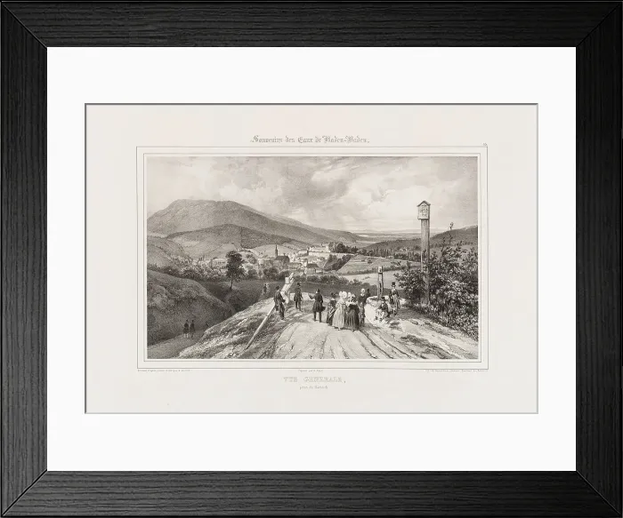 Framed Print : View of Baden-Baden, c. 1840. Creator: Jacottet, Jean (1806-1880) Framed Print : View of Baden-Baden, c. 1840. Creator: Jacottet, Jean (1806-1880)