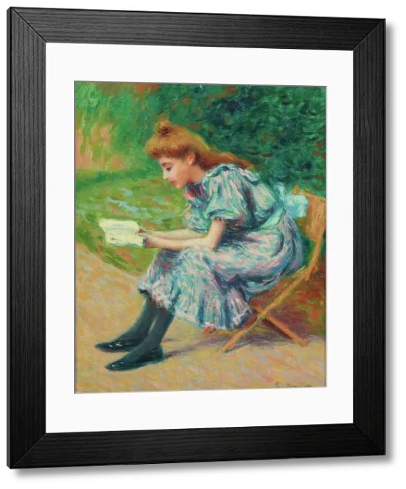 Framed Print : Reading young woman, 1890s. Creator: Zandomeneghi, Federico (1841-1917) Framed Print : Reading young woman, 1890s. Creator: Zandomeneghi, Federico (1841-1917)
