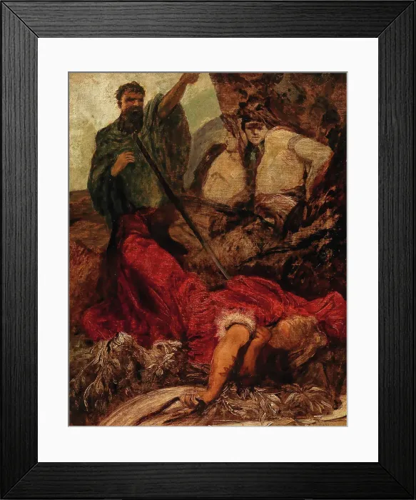 Framed Print : The Death of Siegfried: the Giant Hagen Throwing Siegfried into a Gorge. Creator: Makart, Hans (1840-1884) Framed Print : The Death of Siegfried: the Giant Hagen Throwing Siegfried into a Gorge. Creator: Makart, Hans (1840-1884)