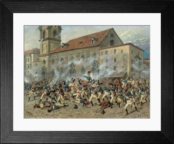 Framed Print : Colonel Karl Freiherr von Ditfurth (1774-1809) fighting the Tyroleans in front of... April 12, 1809 Creator: Braun, Louis (1836-1916) Framed Print : Colonel Karl Freiherr von Ditfurth (1774-1809) fighting the Tyroleans in front of... April 12, 1809 Creator: Braun, Louis (1836-1916)
