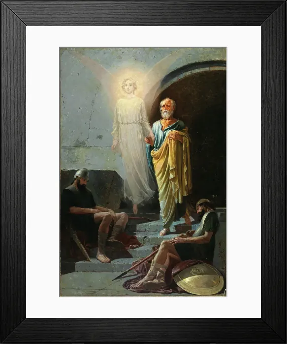 Framed Print : The Liberation of Saint Peter, 1889. Creator: Ryabushkin, Andrei Petrovich (1861-1904) Framed Print : The Liberation of Saint Peter, 1889. Creator: Ryabushkin, Andrei Petrovich (1861-1904)