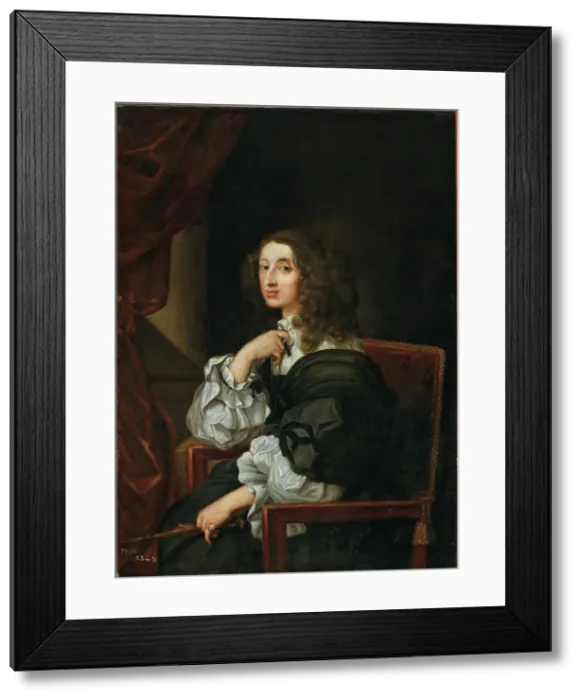 Framed Print : Portrait of Queen Christina of Sweden (1626-1689) with scepter. Creator: Bourdon, Sébastien (1616-1671) Framed Print : Portrait of Queen Christina of Sweden (1626-1689) with scepter. Creator: Bourdon, Sébastien (1616-1671)
