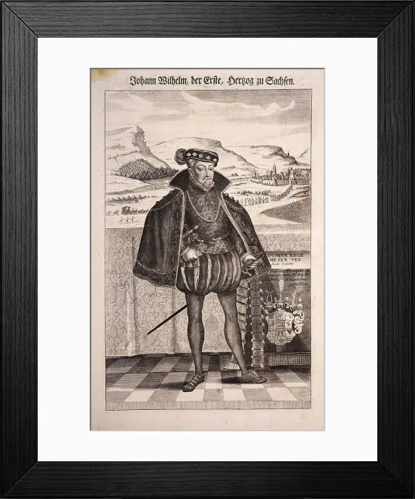 Framed Print : Johann Wilhelm (1530-1573), Duke of Saxe-Weimar, c. 1710. Creator: Marchand, Johann Christian (1680-1711) Framed Print : Johann Wilhelm (1530-1573), Duke of Saxe-Weimar, c. 1710. Creator: Marchand, Johann Christian (1680-1711)