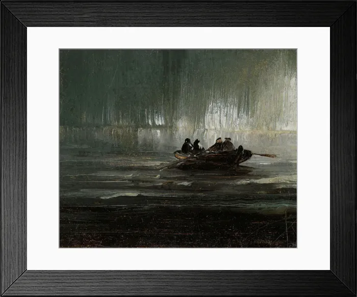 Framed Print : Northern Lights over Four Men in a Rowboat. Creator: Balke, Peder (1804-1887) Framed Print : Northern Lights over Four Men in a Rowboat. Creator: Balke, Peder (1804-1887)