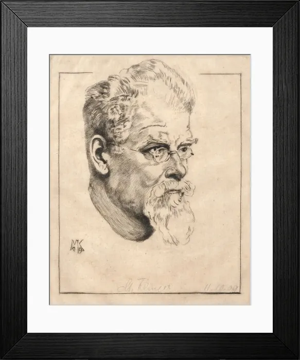 Framed Print : Self-portrait with glasses, 1909. Creator: Klinger, Max (1857-1920) Framed Print : Self-portrait with glasses, 1909. Creator: Klinger, Max (1857-1920)