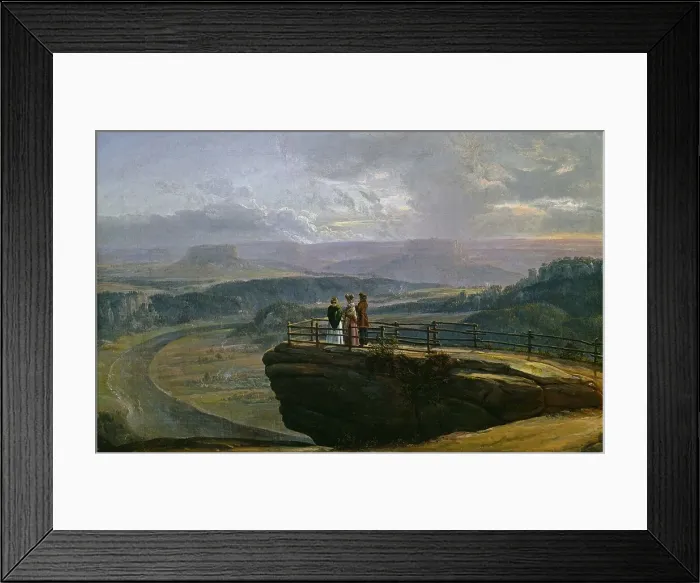 Framed Print : View from Bastei, 1819. Creator: Dahl, Johan Christian Clausen (1788-1857)