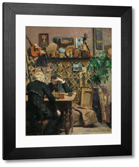 Framed Print : Chess players, 1886. Creator: Wentzel, Gustav (1859-1927) Framed Print : Chess players, 1886. Creator: Wentzel, Gustav (1859-1927)
