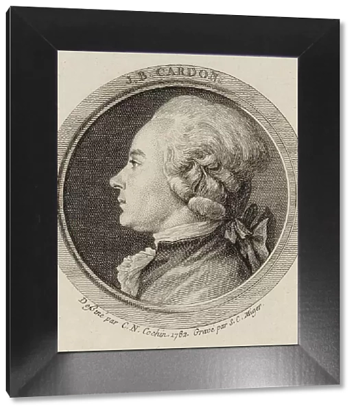 Portrait of the Harpist and composer Jean-Baptiste Cardon (1760-1803), 1782. Creator: Cochin, Charles-Nicolas, the Younger (1715-1790)