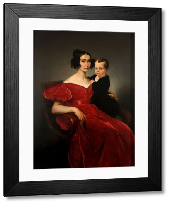 Framed Print : Portrait of Countess Teresa Zumali Marsili with her son Giuseppe, 1831-1833. Creator: Hayez, Francesco (1791-1882) Framed Print : Portrait of Countess Teresa Zumali Marsili with her son Giuseppe, 1831-1833. Creator: Hayez, Francesco (1791-1882)