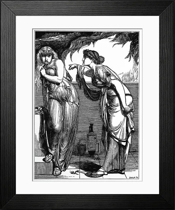 Framed Print : Cassandra and Helen, 1866. Creator: Sandys, Frederick, (after) (1829-1904) Framed Print : Cassandra and Helen, 1866. Creator: Sandys, Frederick, (after) (1829-1904)