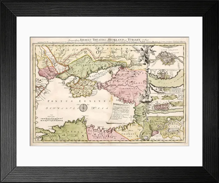 Framed Print : A military map depicting Russo-Turkish War of 1735-1739, 1737. Creator: Anonymous Framed Print : A military map depicting Russo-Turkish War of 1735-1739, 1737. Creator: Anonymous