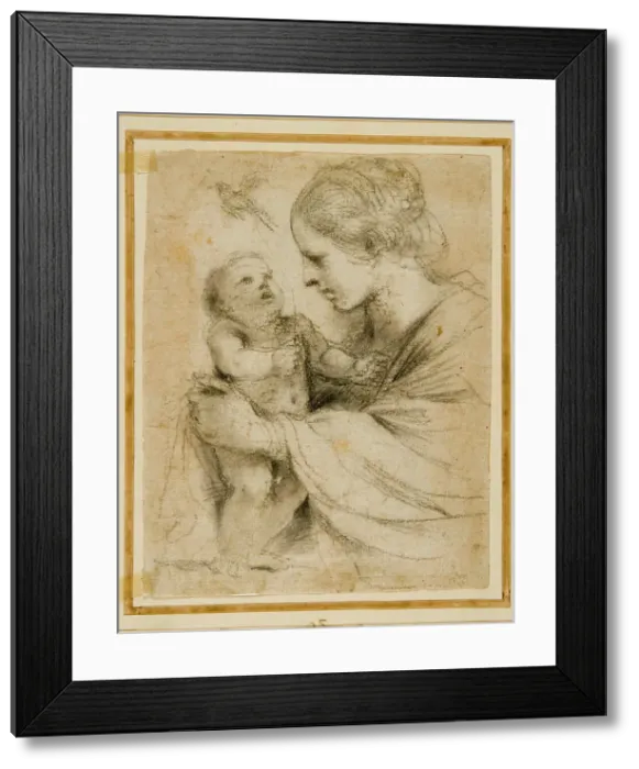Framed Print : The Virgin and Child with a Goldfinch, 1615-1616. Creator: Guercino (1591-1666) Framed Print : The Virgin and Child with a Goldfinch, 1615-1616. Creator: Guercino (1591-1666)