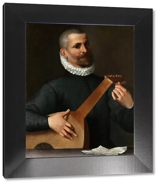 Portrait of a Lute Player (Orazio Bassani?), 1585-1586. Creator: Carracci, Agostino (1557-1602)