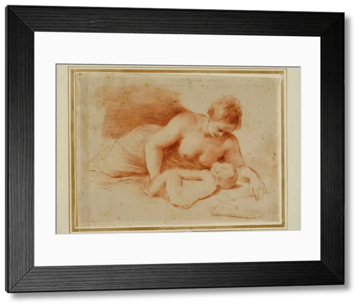 Framed Print : Venus and sleeping Cupid, ca 1620-1625. Creator: Guercino (1591-1666) Framed Print : Venus and sleeping Cupid, ca 1620-1625. Creator: Guercino (1591-1666)