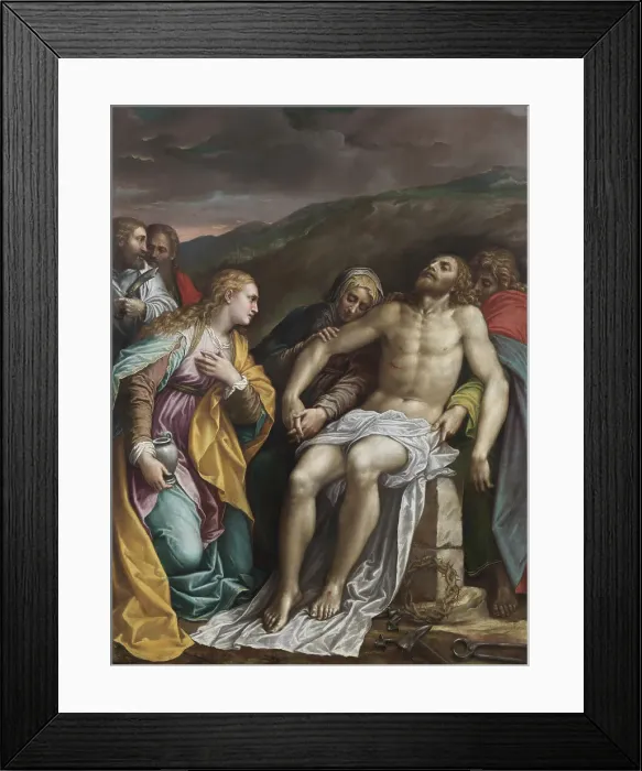 Framed Print : Lamentation over the dead Christ with Saints Bartholomew and Paul, c. 1570. Creator: Gambara, Lattanzio (c. 1530-1574) Framed Print : Lamentation over the dead Christ with Saints Bartholomew and Paul, c. 1570. Creator: Gambara, Lattanzio (c. 1530-1574)