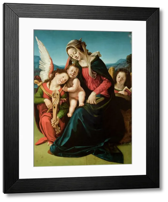 Framed Print : The Virgin and Child with two angels, ca. 1505-1510. Creator: Piero di Cosimo (ca 1462-ca 1521) Framed Print : The Virgin and Child with two angels, ca. 1505-1510. Creator: Piero di Cosimo (ca 1462-ca 1521)