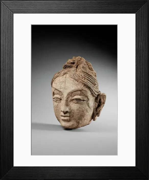 Framed Print : Head of a female. From Ajina Tepe, 7th-8th century. Creator: Central Asian Art Framed Print : Head of a female. From Ajina Tepe, 7th-8th century. Creator: Central Asian Art
