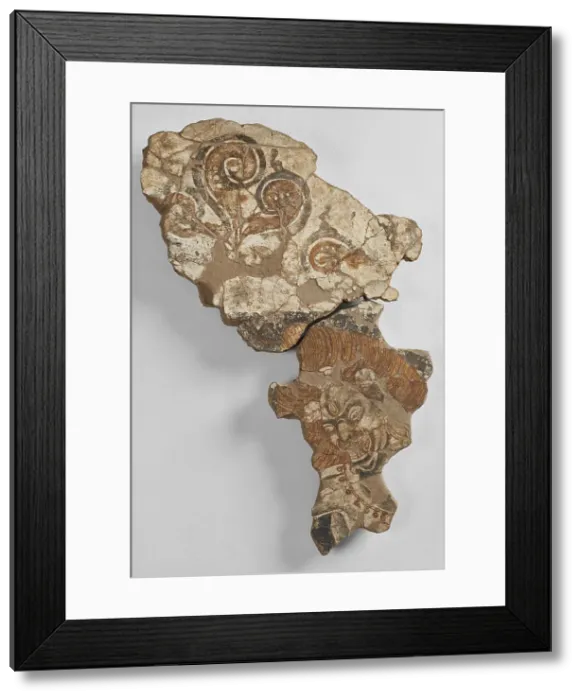 Framed Print : Fragment of a mural with a three-eyed demon with skulls in their hair, 8th-9th century. Creator: Sogdian Art Framed Print : Fragment of a mural with a three-eyed demon with skulls in their hair, 8th-9th century. Creator: Sogdian Art